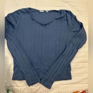 Gap kids Blue Long Sleeve Top with Bow Detail